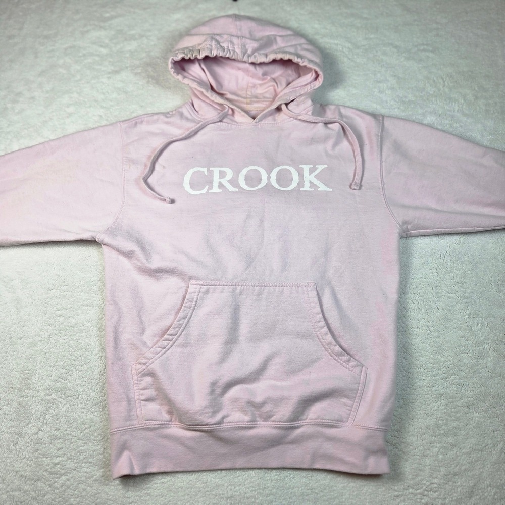 Crook Hoodie Pink Graphic Pullover Sweatshirt Womens Med. Made in USA Streetwear